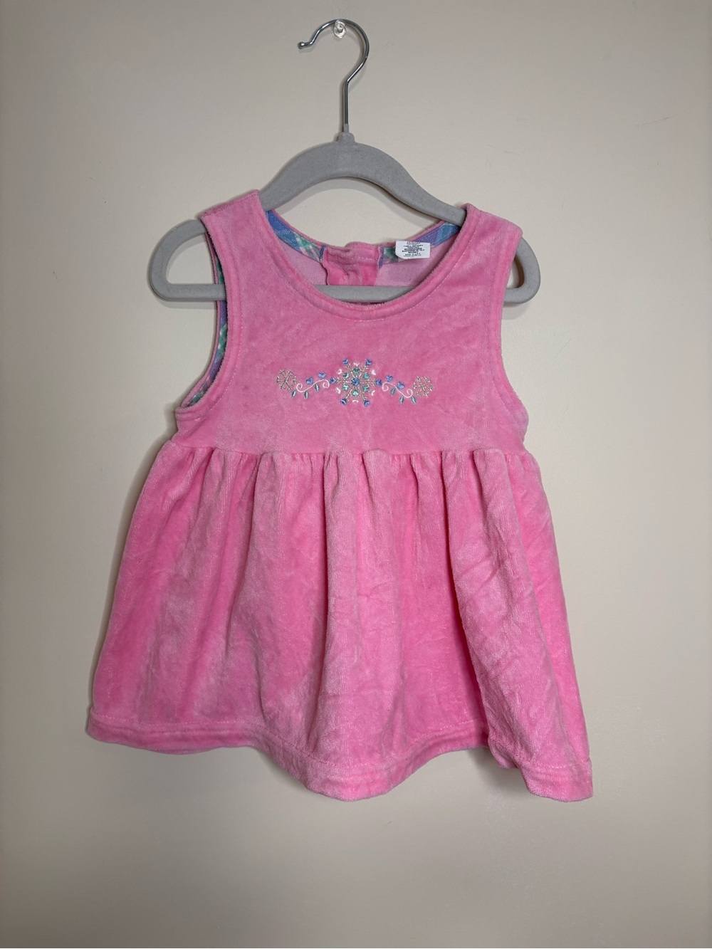 healthtex Pink Velour Sleeveless Toddler Top with Jeweled Motif